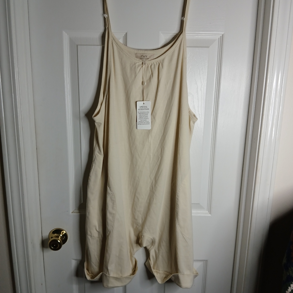 Chelsea & Violet Cream One Piece Pull On Cotton Romper Sz Large NWT